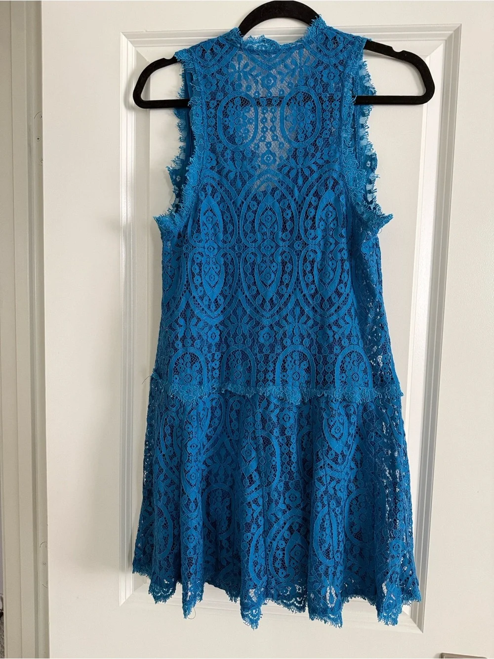Free People Teal Blue Lace V-Neck Mini Dress